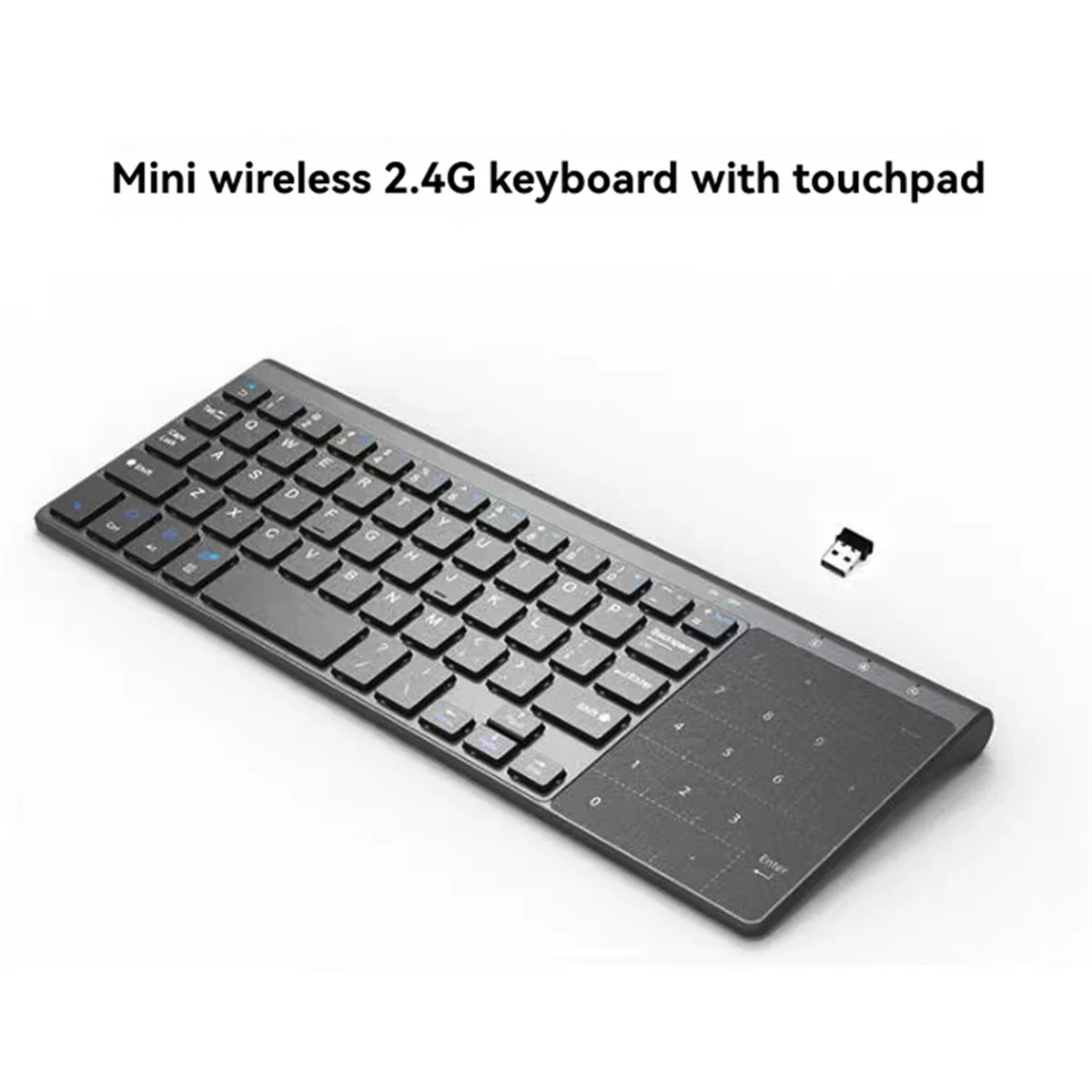 ABJZ 2,4 G kabellose Touchpad-Tastatur mit 59 Tasten, numerische Tastatur, ultradünne tragbare Mini-Tastatur für PC, Laptop, Computer