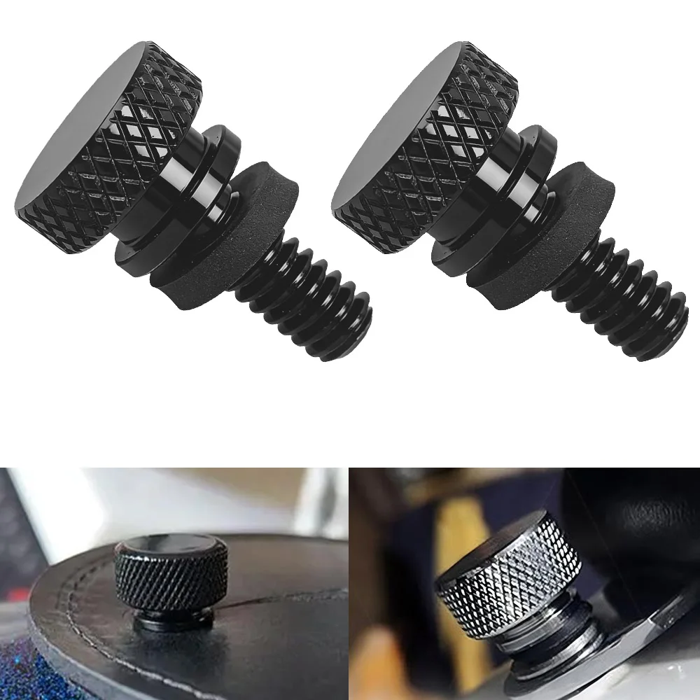 2 Piece Seat Bolts For Harley Sportster Touring Softail Dyna Cvo 1996-2019 Aluminum Alloy Black Knurled Rear Fender Seat Bolts