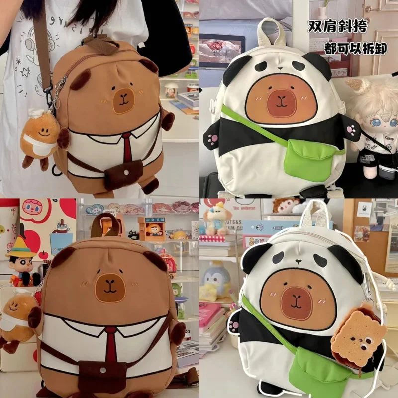 

Capybara Backpack Cute Backpack Plush Schoolbag Cartoon Soft Funny Animal Large Capacity Stuffed Unisex Y2K Aesthetic Backpacks