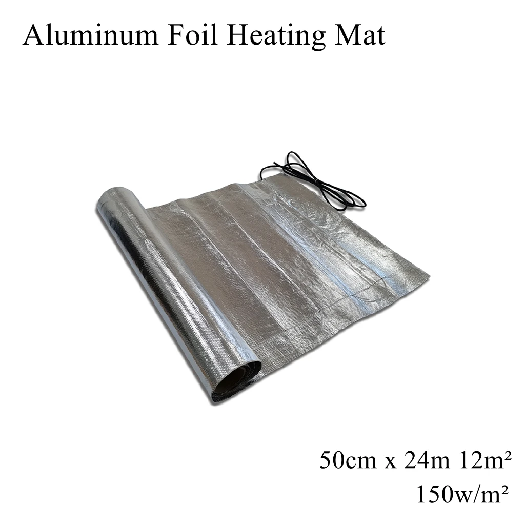 

12m² Square Aluminium Foil Heating Mat Warm Pad Rug Heater Waterproof Twin Conductor Cable Under Floor Ceramic Tile Cement