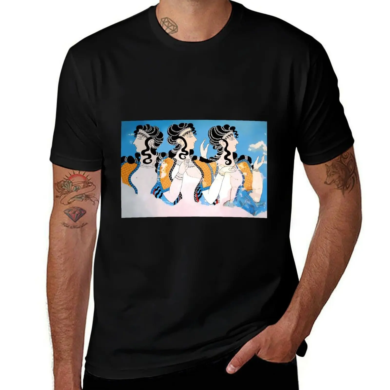 

Minoan Ladies in Blue Fresco Art T-Shirt t shirt for man t shirts for man graphic funny T-Shirt