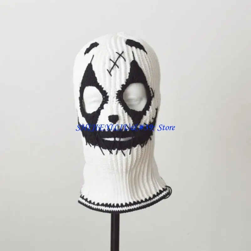 E21F Halloween Cosplay Party Hats Balaclava Winter Knitted Hats Bleeding