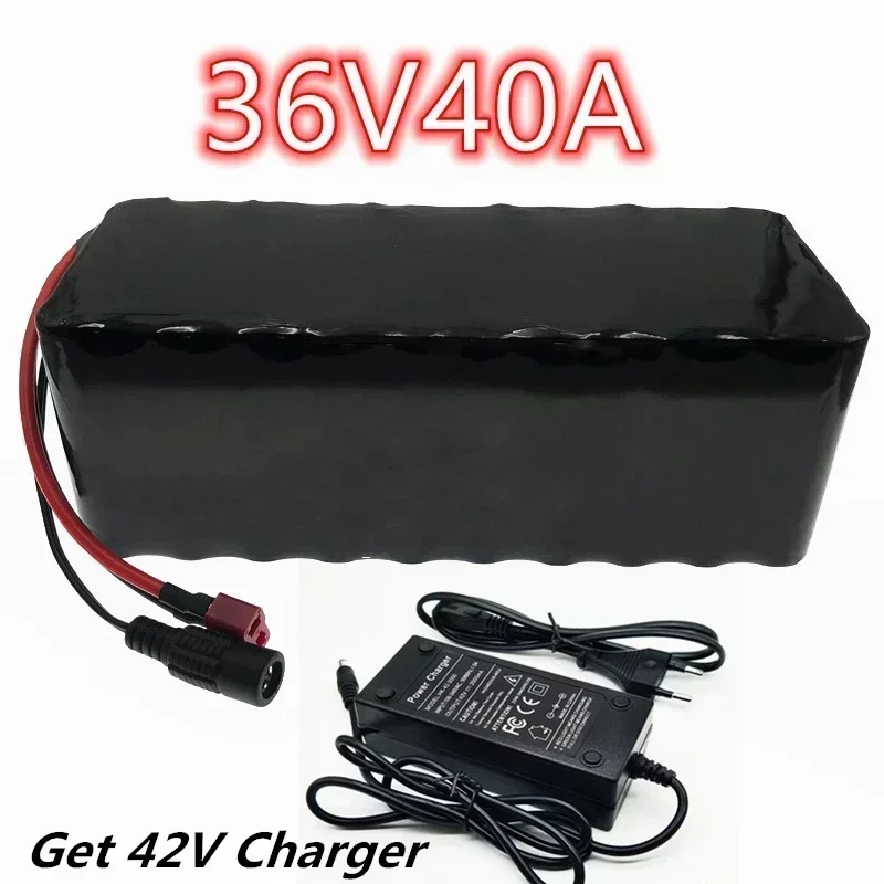 36V 40Ah Electric Bicycle Battery Built-in 30A BMS Lithium Battery Pack 36 Volt 2A Charging Ebike Battery + Charger