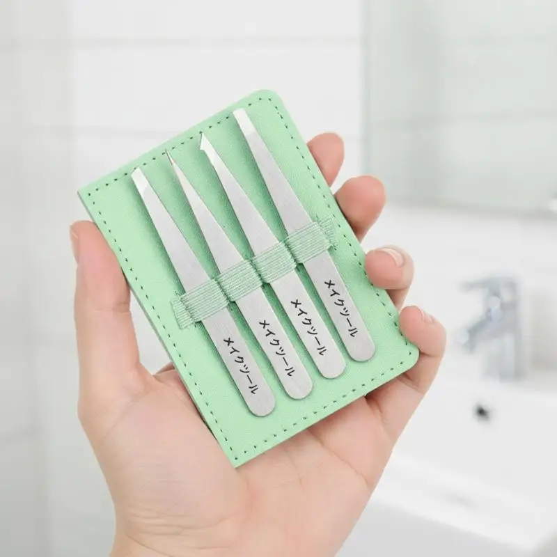 4Pcs Precision Eyebrow Tweezer Set High Quality Stainless Steel for Eyebrow Shaping Splinter Removal Home Beauty Grooming - view 4