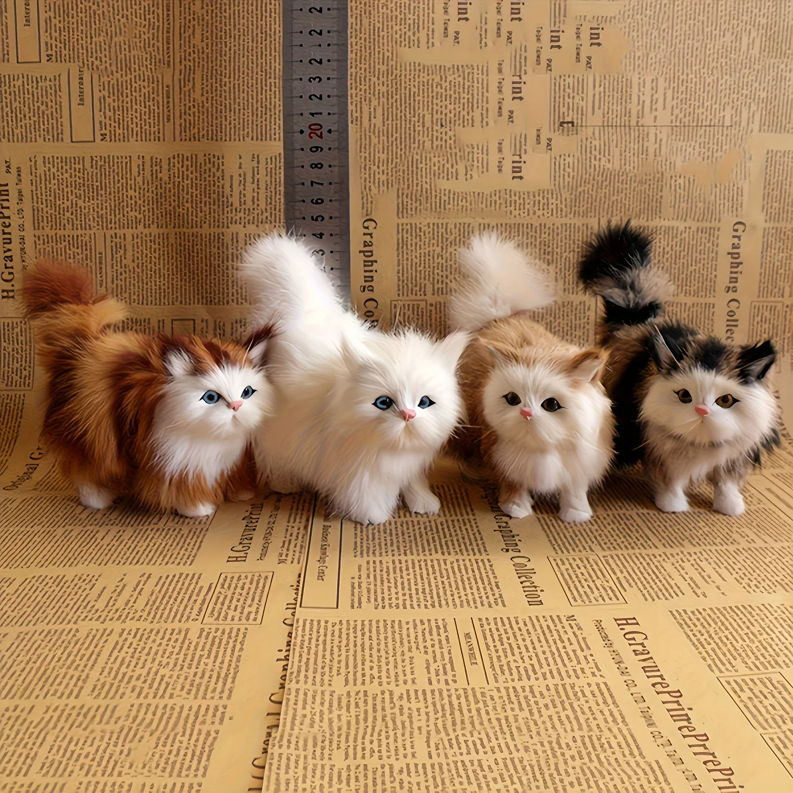 Realistische Katzen-Plüschtiere Weiche Stofftier-Kätzchen-Modelle Künstliche Katzen für Geburtstag und Valentinstag Geschenk