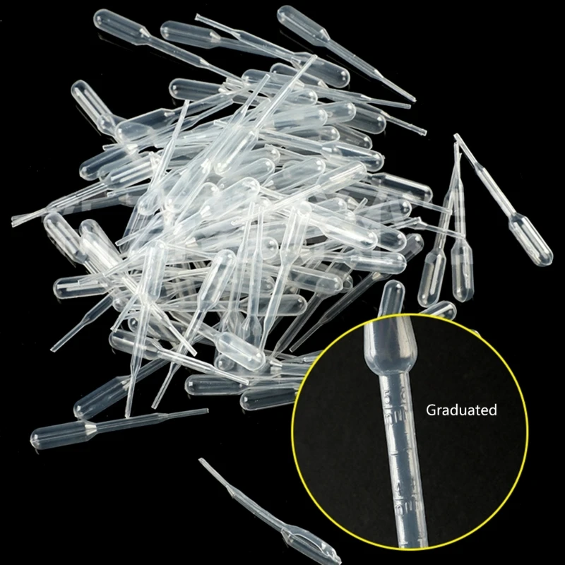 100pcs 1/3/5ml Disposable Plastic Squeeze Transfer Pipettes Dropper For DIY SIlicone Epoxy Resin Molds Jewelry Making
