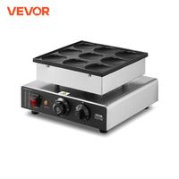 VEVOR Dutch Pancake Maker 9PCS Diameter Dorayaki Baker Machine Commercial Electric Poffertjes Grill, Non-stick Stainless Steel