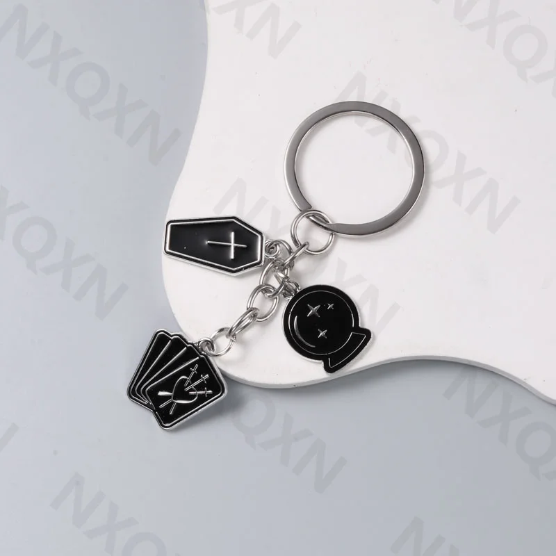 كتاب السحر الأسود التارو بطاقة مجموعة للرجال والنساء ، والمجوهرات المصنوعة يدويا ، الكريستال الكرة المفاتيح ، القمر ، نجمة حلقة رئيسية ، هدية الصداقة ، ببساطة #6