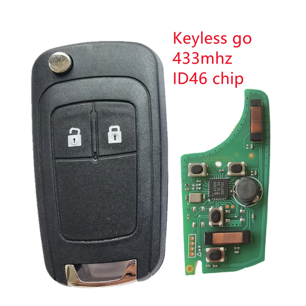 키리스 고 원격 스마트 자동차 키, 쉐보레 크루즈 소닉 말리부 임팔라 이쿼녹스 433MHz ID46 칩 HU100 블레이드, 2 버튼, 3 버튼, 4/5 버튼