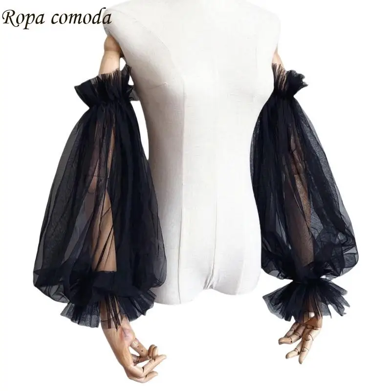 

MXMA Women Detachable Arm Cover False Sleeves Oversized Tulle Decorative Sheer