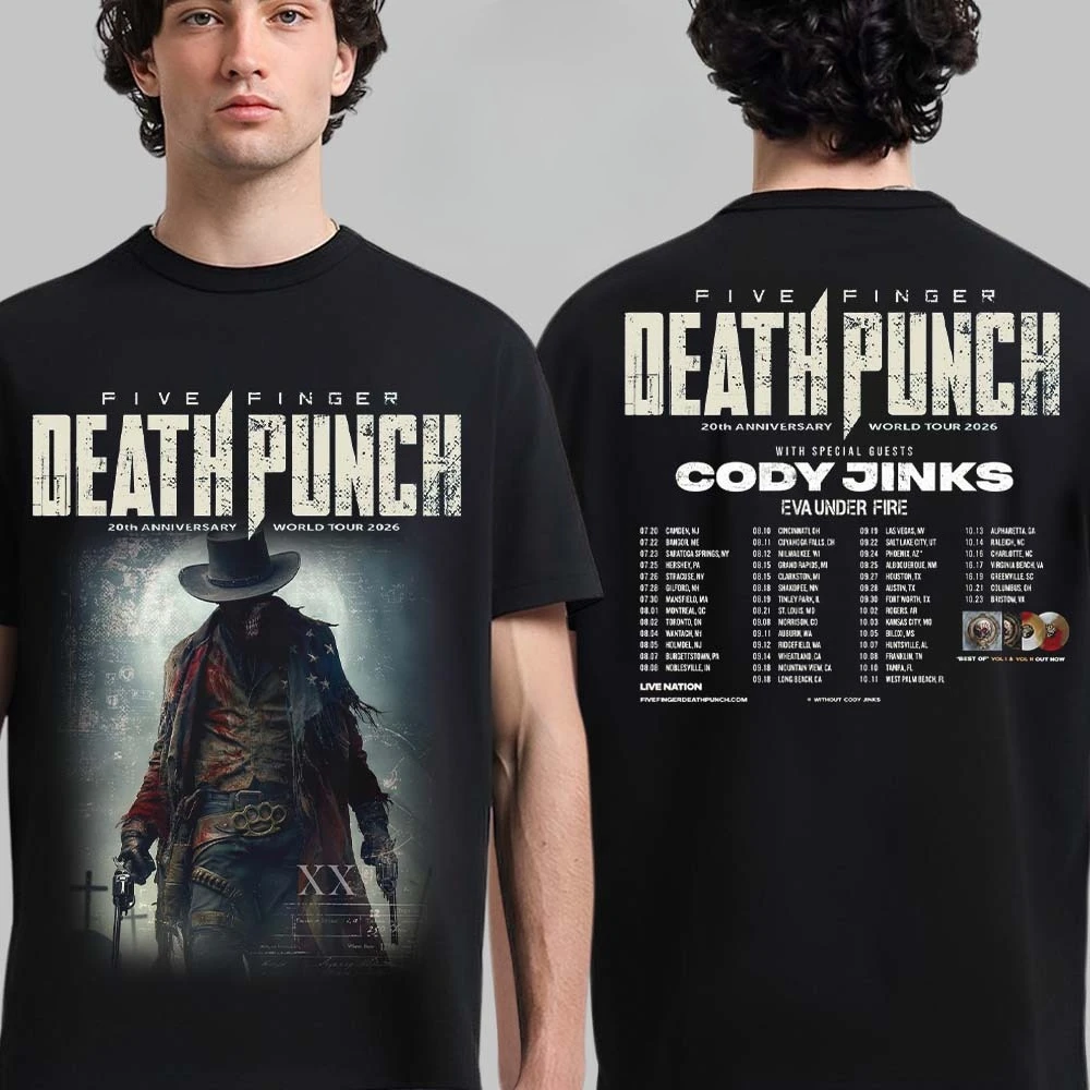 2026 Five Finger Death Punch Cotton Band Shirt Unisex Summer Short Sleeve Fashion Brand Tee Luxury Casual Vintage T-shirt