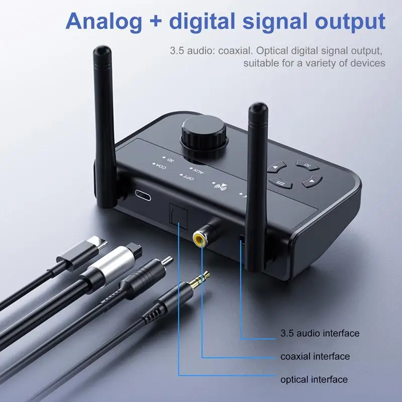 Audiozender en -ontvanger BT 5.3 Audioadapter Zender BT Audio Splitter Lange afstand TV-zender Digitaal naar Analoog