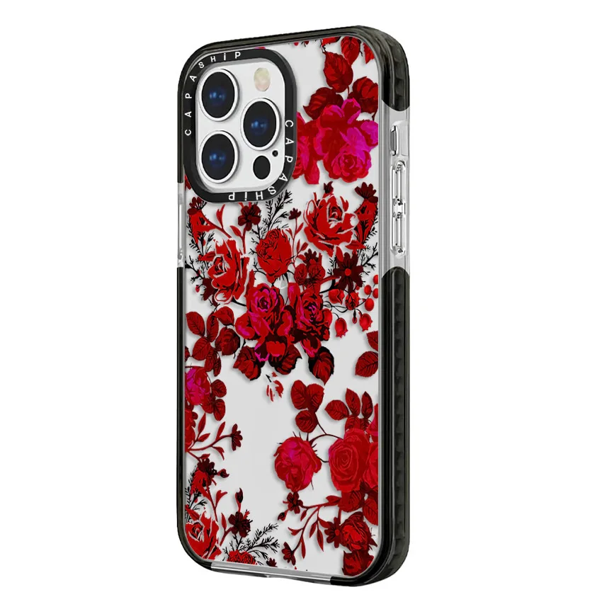 Red Heart Rose Flower Case For iPhone 15 14 13 12 11 Pro X XS XR Max 7 8 Plus SE 2020 2022 Clear Soft TPU Shockproof Back Cover