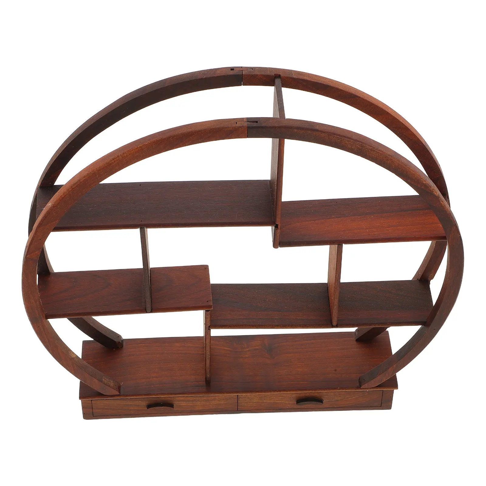 Round Wooden Miniature Display Shelf Curio Cabinet Tabletop Ornament Stand for Mini Collectibles Candy Engagement Ring