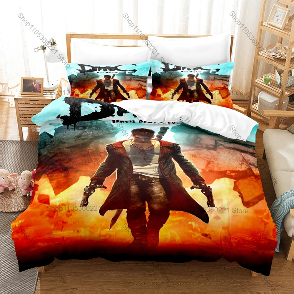 Cool DmC Devil May Cry 3PCS Bedding Set Duvet Cover And Two Pillowcases Microfiber 3D Digital Print Game Bed Linens Home Decorat