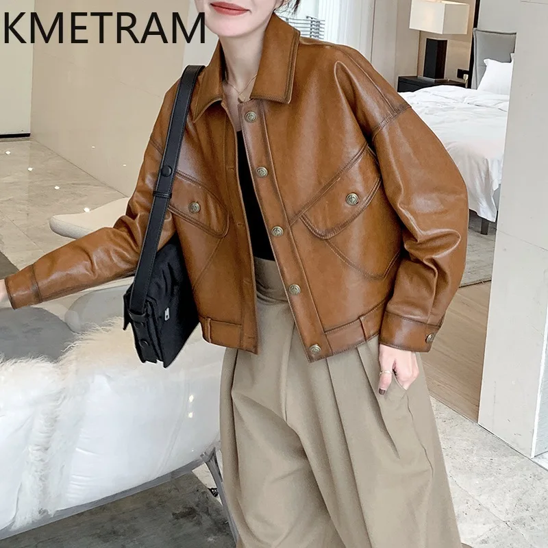 100% Sheepskin Genuine Leather Jacket Women Korean Fashion Short Jackets New in Coats Fall Clothes 2024 Woman косуха женская