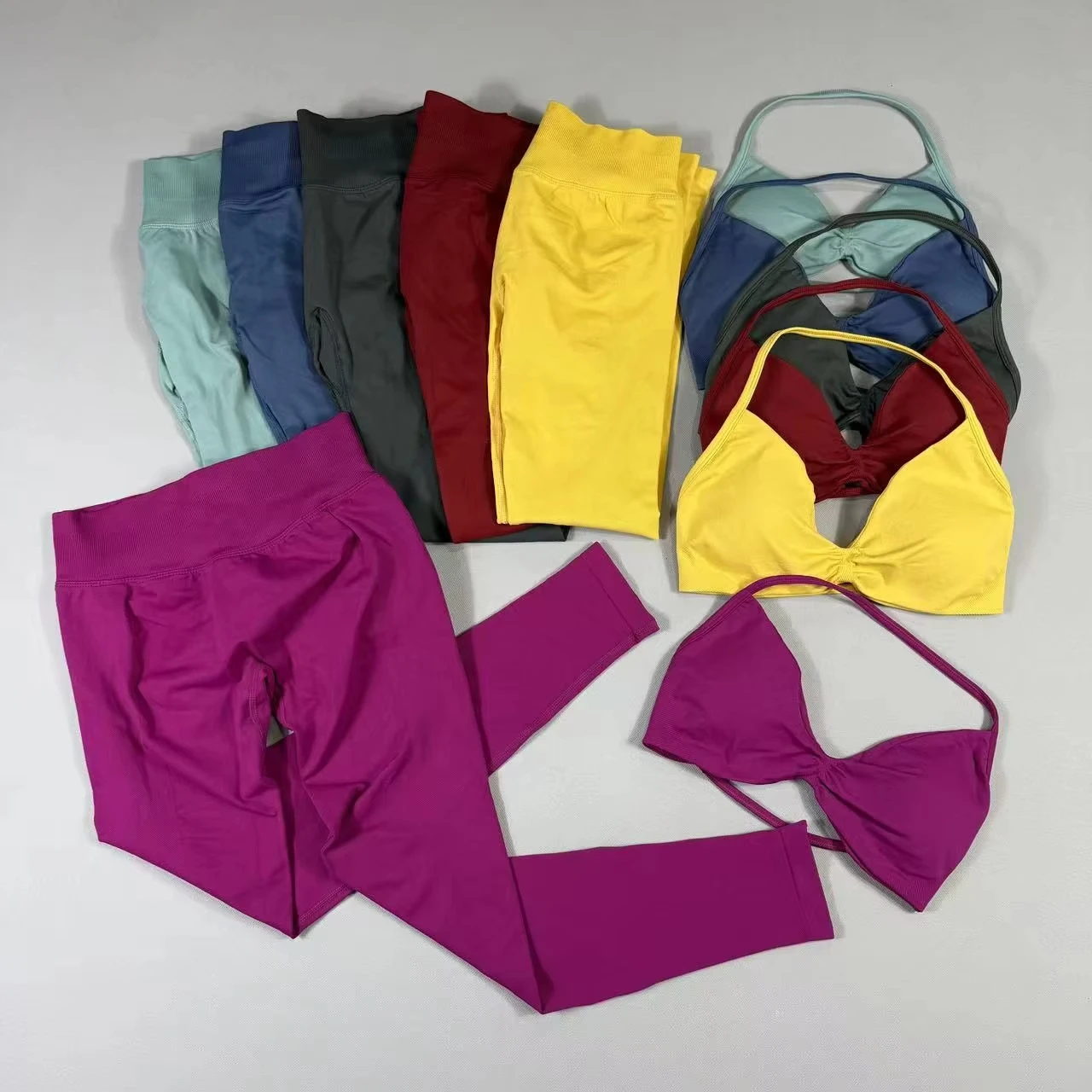 2 قطعة مجموعة اليوغا Strappy الصدرية طماق جريل المرأة المقاومة التدريب اليوغا بيلاتيس الصالة الرياضية تجريب دعوى عالية المرونة سلس مجموعة