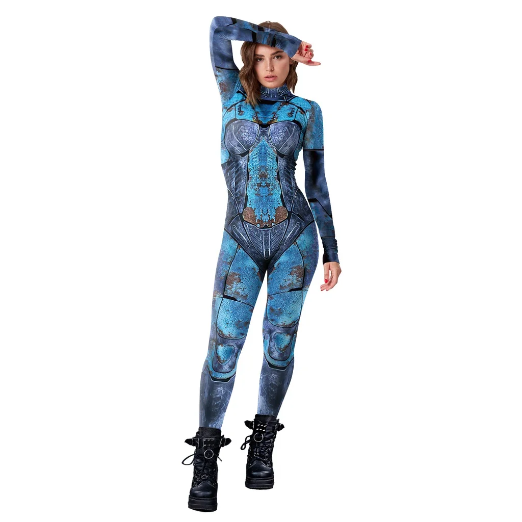 Costume de cosplay de squelette imprimé en 3D pour hommes et femmes, combinaison de corps humain, muscle, crâne, modules, Halloween