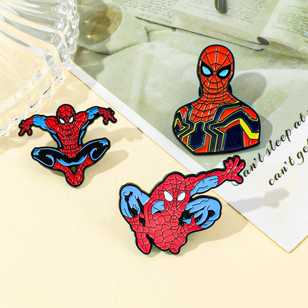 ספיידר-מן סרט סיכות אימייל סיכות מתכת ברושים אביזרי אופנה לתיקים בגדים תכשיטים