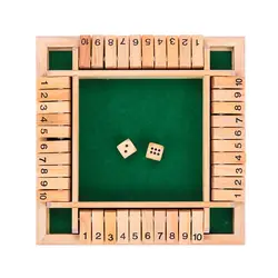 Shut The Box Dice Board Game Wooden Flaps & Dices Game 4 Players Pub Bar Party Supplies Family Entertainment For Kids & Adults