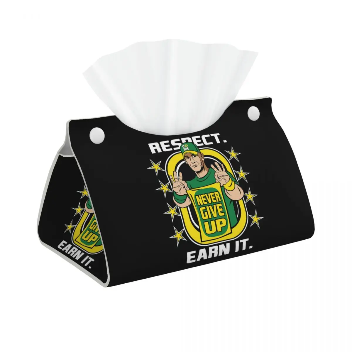 Custom WWE John Cena Tissue Box Cover Rectangular PU Leather Never Give Up Facial Tissues Holder for Office