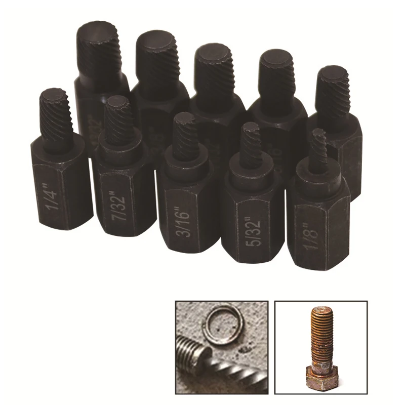 10pcs Heavy-Duty Screw Extractor Set Screw and Extractor Set for Removing Broken Screws  Bolts Stud Fittings Electric Tools