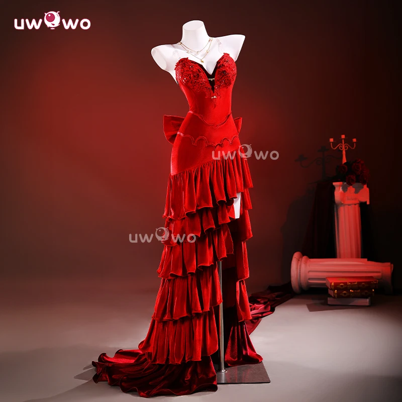 

UWOWO Aerithh Cosplay Collab Series:Game Aerithh Cosplay Costume Aerithh Wall Market Red Gown S-3XL Halloween Costume