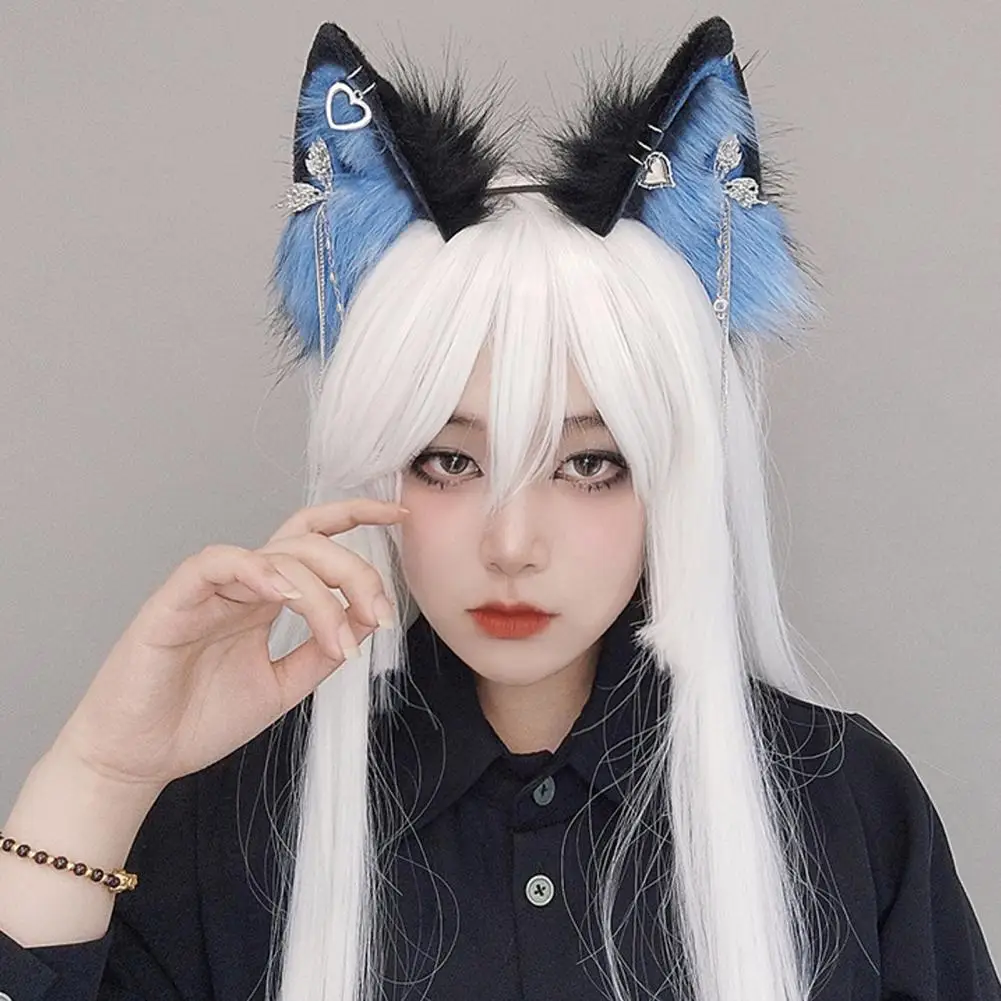 Plush Cat Ear Decor Cosplay Headband Metal Tassel Pendant Handmade Hair Hoop Anime Lovers Bendable Wire Party Accessories