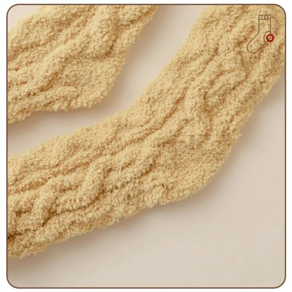 Thickened Winter Coral Velvet Socks Warm Soft Cotton Socks Fluffy Solid Color Floor Socks Sleep Socks