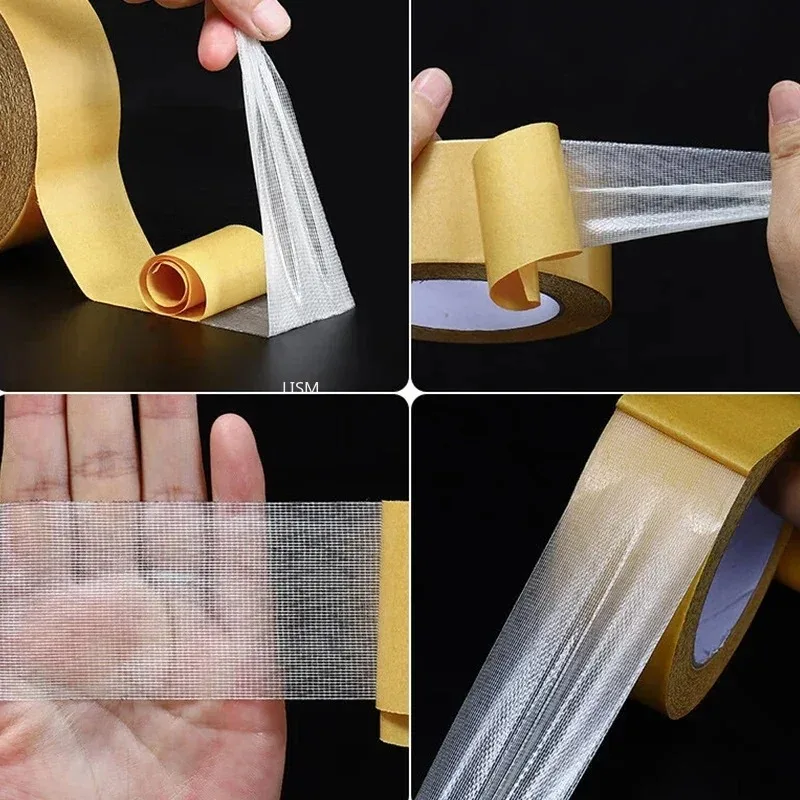 5/10M Premium self-adhesive mesh carpet fixing tape heavy-duty semi transparent mesh carpet waterproof and traceless strong tape