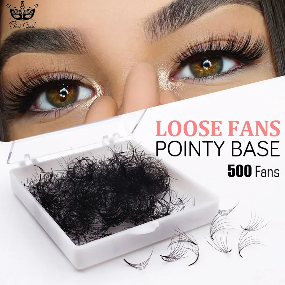 500 Fans Loose Fan Lashes Extensions 2D-20D 8-15mm Pointy Base Premade Medium Stem Sharp Thin Russian Volume Eyelash Extensions