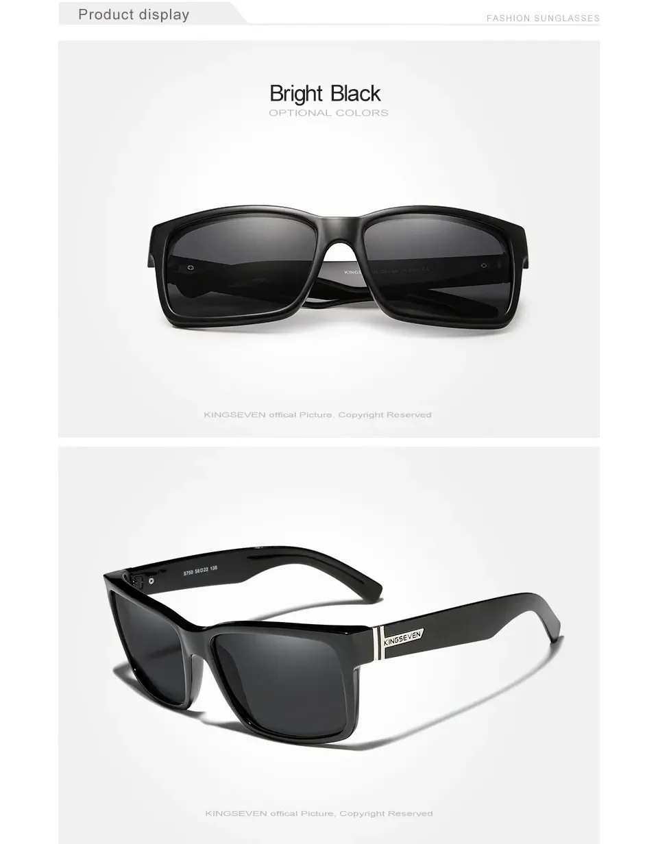 KINGSEVEN Beliebte Mode Neue Sommer Sonnenbrille UV400 Quadratischen Rahmen Polarisierte Männer/Frauen Anti-glare Fahren Outdoor Brillen – Detail 4
