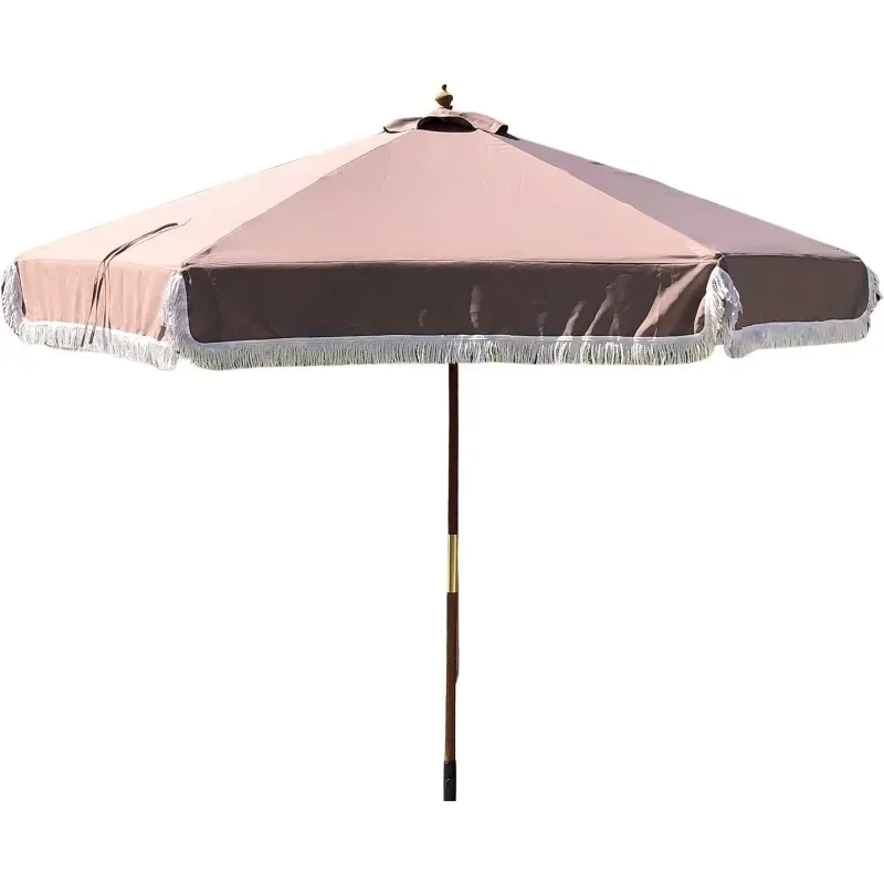 9 Ft Taupe Patio Umbrella Canopy - 8 Ribs, UV Protective and Water Resistant  Patio Outdoor Furniture