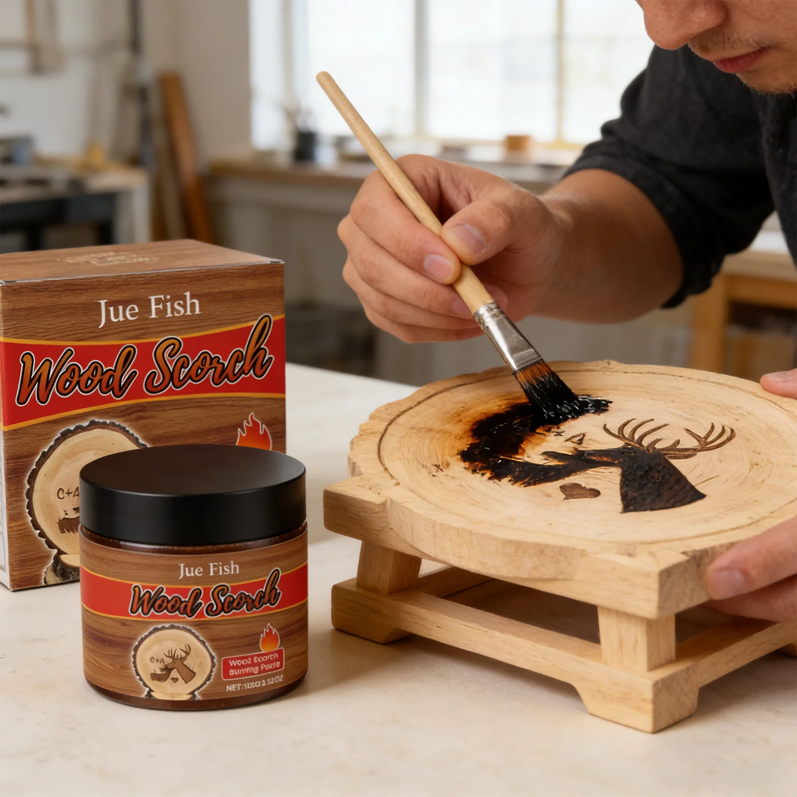 Gel de Pirograbado para Madera de 100g, Pasta para Quemar en Madera, Herramienta para Hacer Regalos Personalizados de Madera, Equipo de Camping, Gel para Manualidades