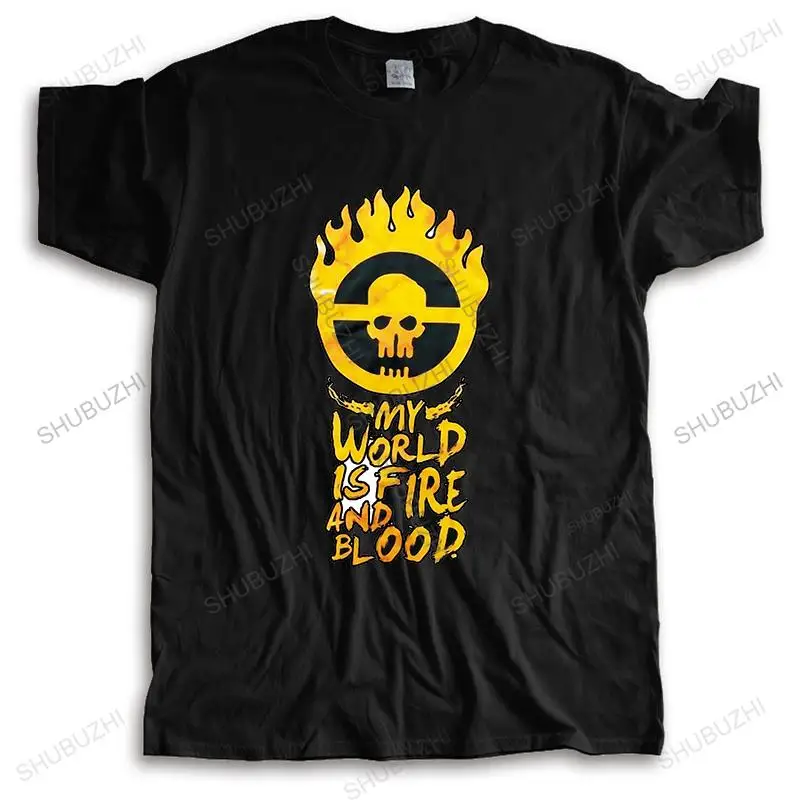 cotton O-neck tshirt men summer Mad Max Fury Road My World is Fire and Blood printed t-shirt FN Homme Tee-shirt short sleeve