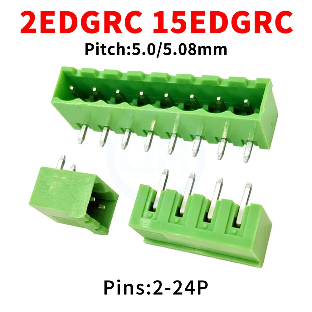(10 Pcs) Kf 2edgrc 5.08mm Plug-in Pcb Terminal Block 2edg 5.08  Full Closed Closure Bent Pin Jm 15edgrc 2~24pin
