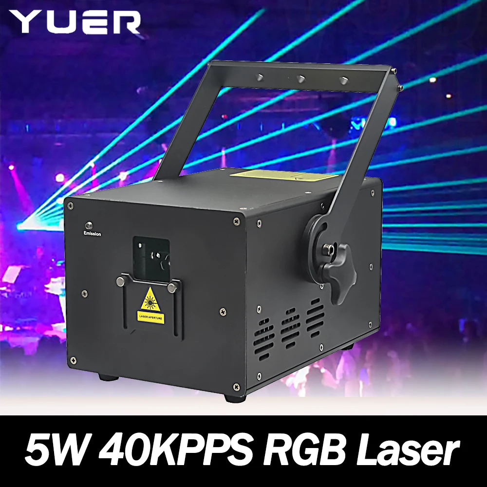 5W RGB ILDA Laser Full color Animation Projector 40KPPS Scanning Party wedding stage light ±30° DMX Sound Control for DJ disco