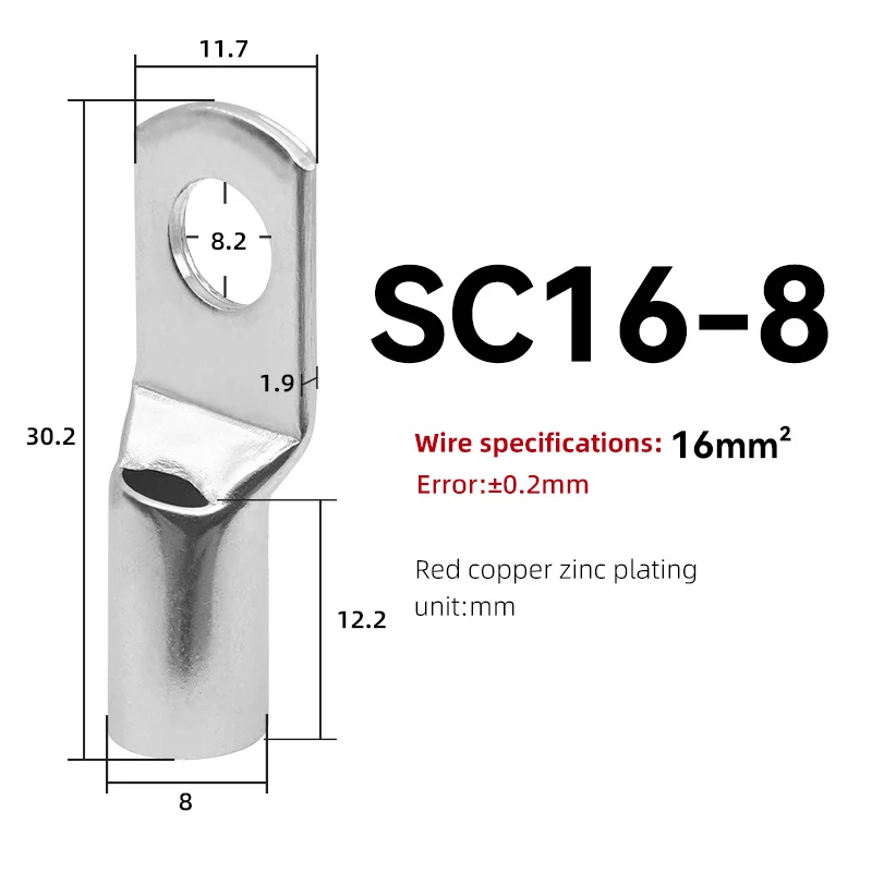 5/10PCS SC10 SC16 SC25 SC35 SC50 SC70 SC95 Terminal 10-95 MM2 Kabelschuhe Draht Stecker Verzinnt elektrische Solder Lug 10-3/0 AWG
