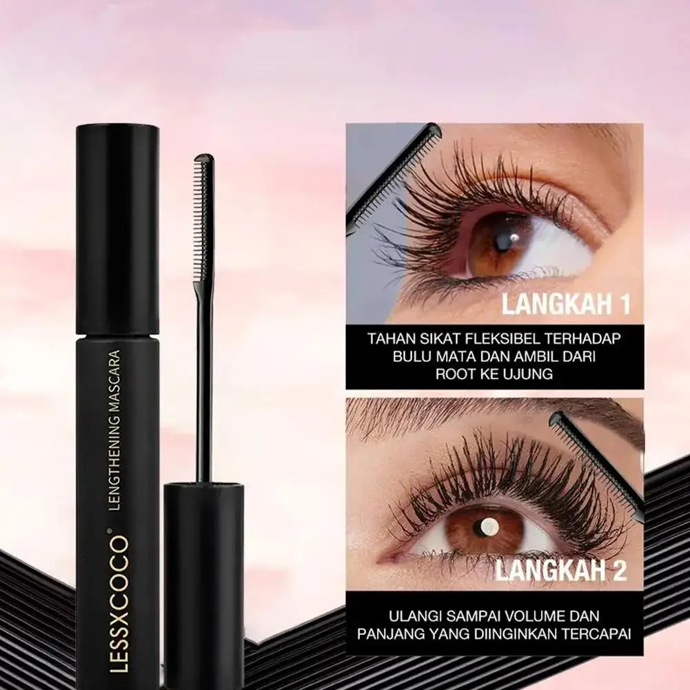 Black Mascara Silk Fiber Fast Dry Eyelashes Curls Extension Thick Black Mascara Eyelashes Cosmetics N9k2