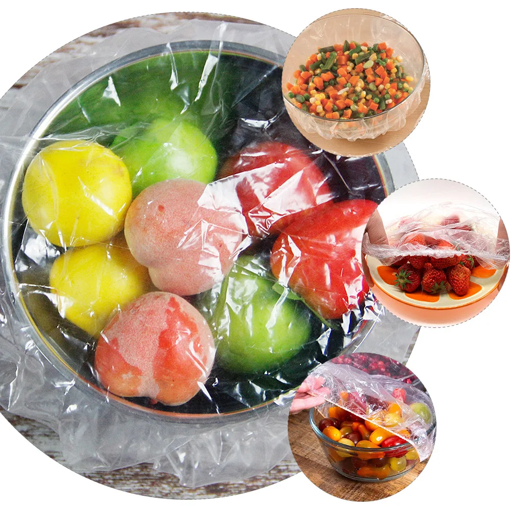 

100 Pcs Plastic Wrap Bowl Cover Food Freezer Wraps Self-confessed Creative Storage Bags Preservation