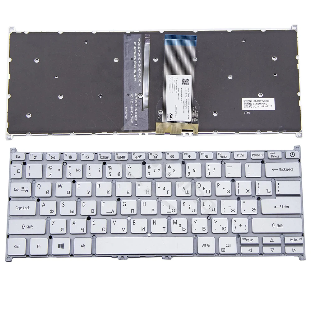 Russian Backlit Laptop Keyboard for Acer Swift X SFX14 SFX14-41 SFX14-41G Silver