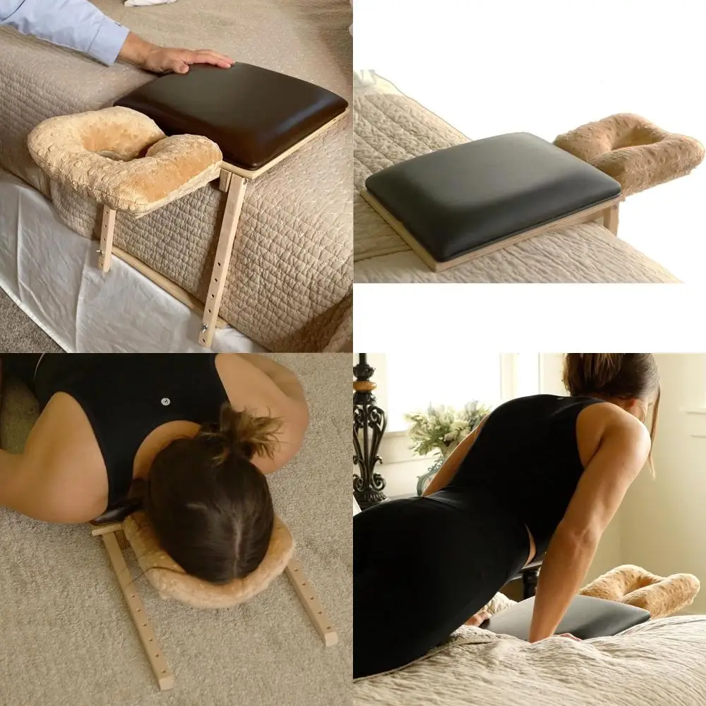 

Adjustable Height Massage Table with Deluxe Pillow for Home Use, Up to 14 Mattress, Easy Family Massage [Beige]