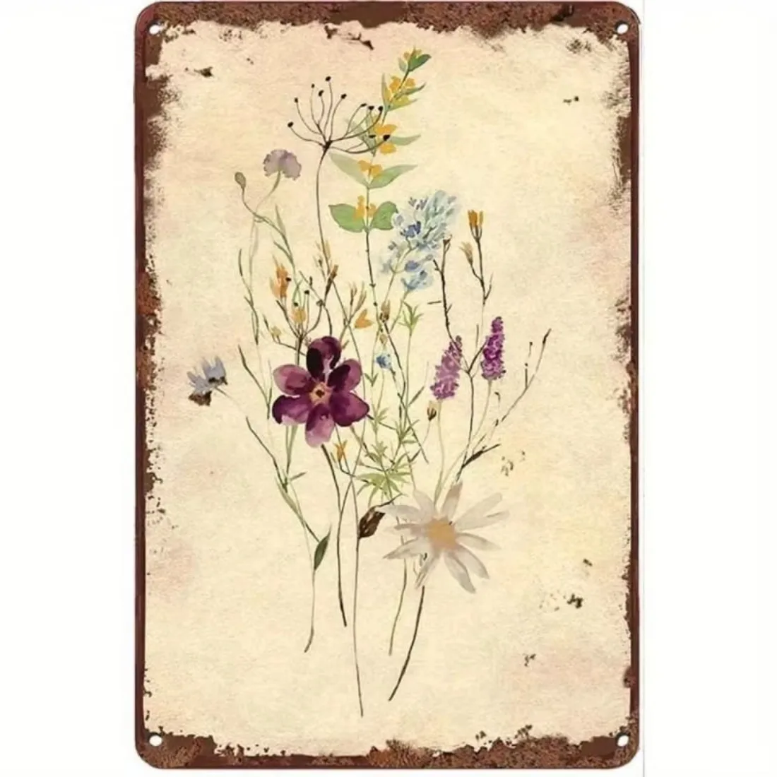 CIFBUY Vintage Iron Sign Wild Flowers Metal Wall Decor for Interior 20x30 cm - Rustic Farmhouse Home Art, Powder-Coated