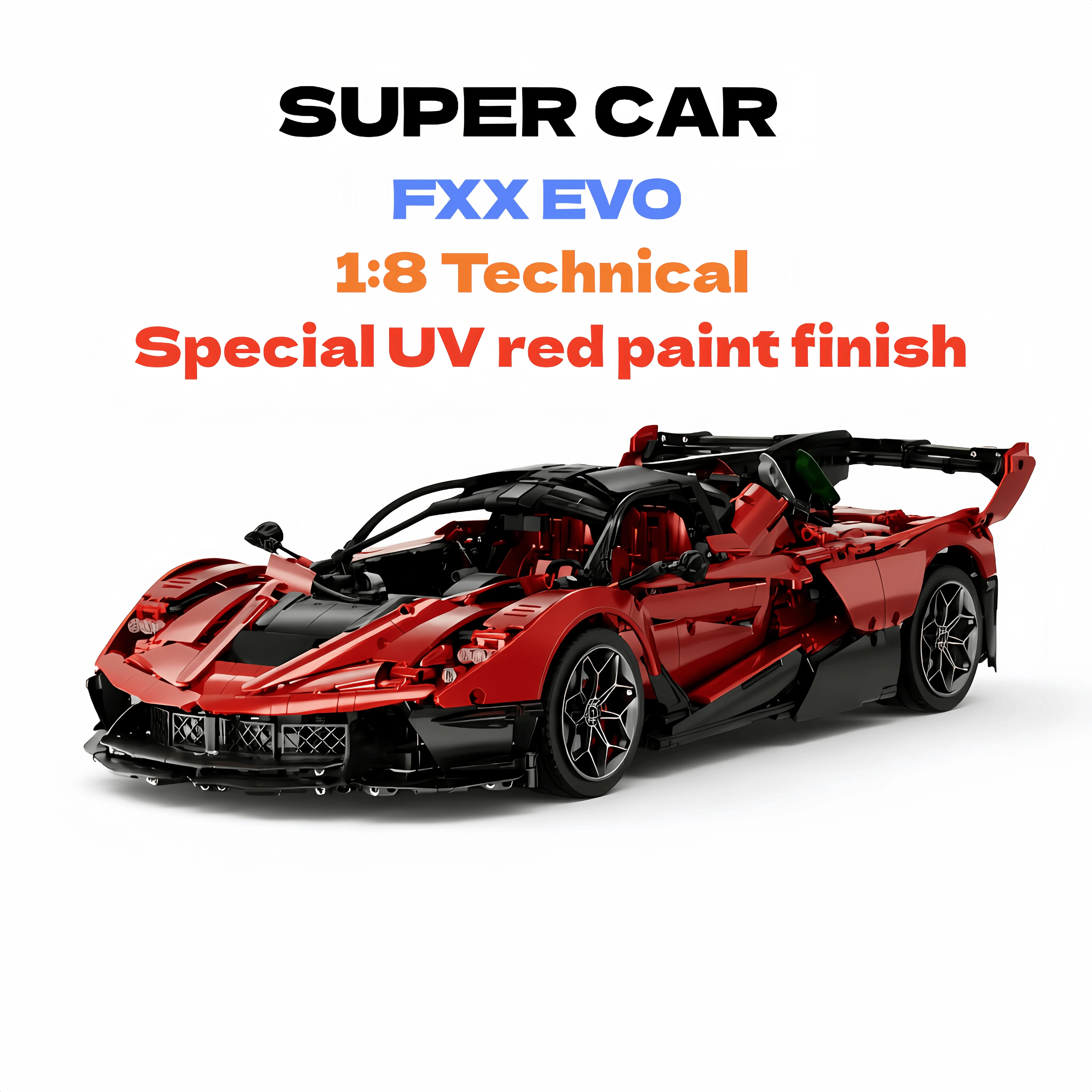 Special UV red paint finish MOC Technical Remote Control Sports Car FXX-EVO Building Blocks Bricks Model Toys for Boys  Gift Set