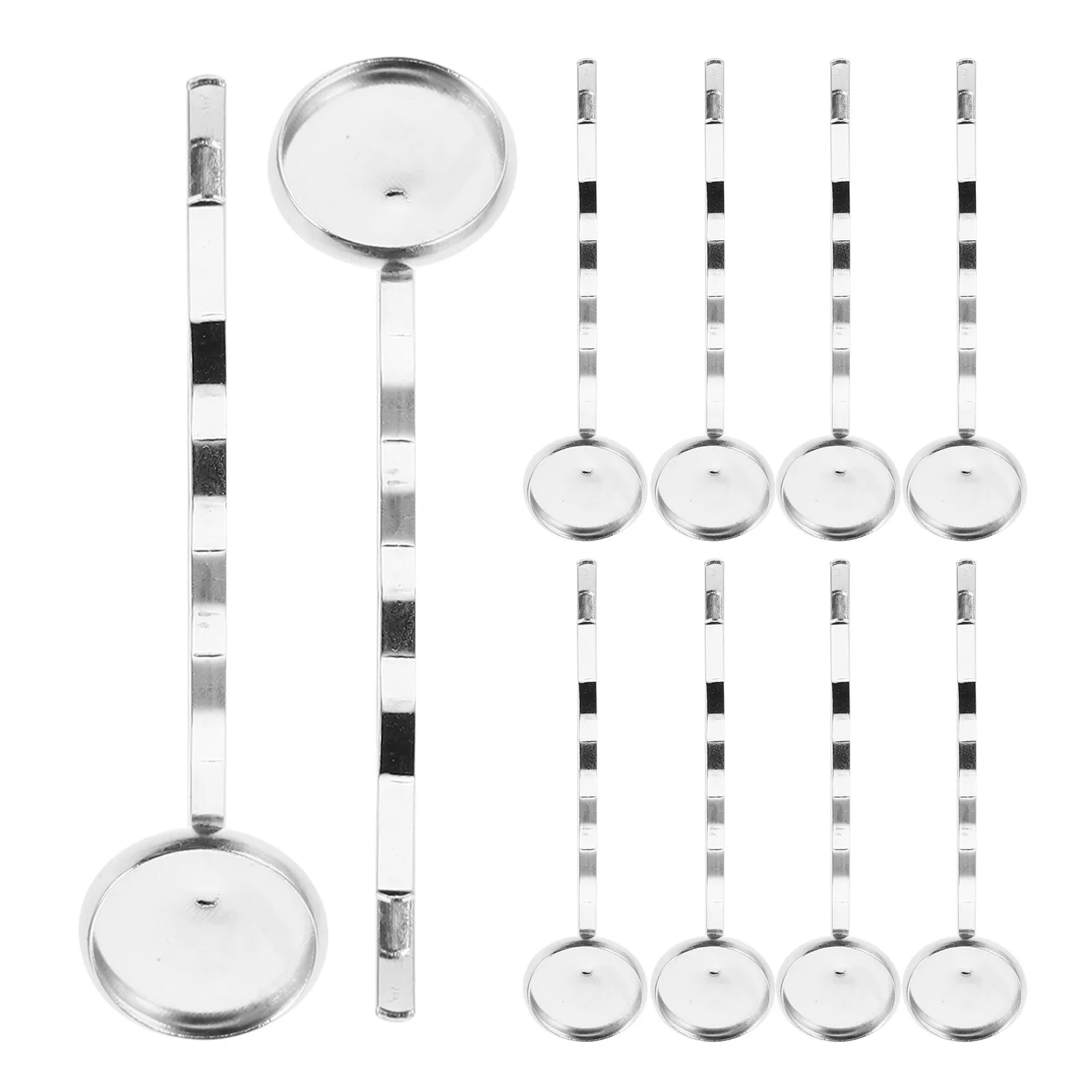 40pcs Mini Barrettes Hair Clips 12mm Silver-Toned Metal Blank Bases for DIY Cabochon Hair Jewelry Making