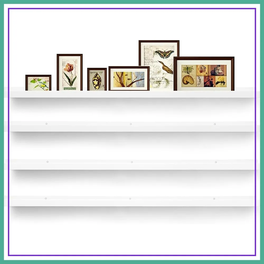 

47" Long Floating Shelf Set of 4, Narrow Wall Shelves for Living Room, Bedroom, Kitchen, Nursery, Display Books, Photos, Records