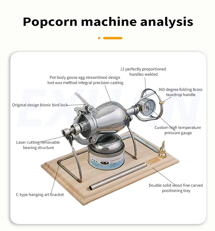 100ml/260ml/360ml/500ml piccolo fornello macchina per Popcorn macchina per soffiare macchina per friggere mais amplificatore per cereali in acciaio inossidabile riscaldatore per Popcorn