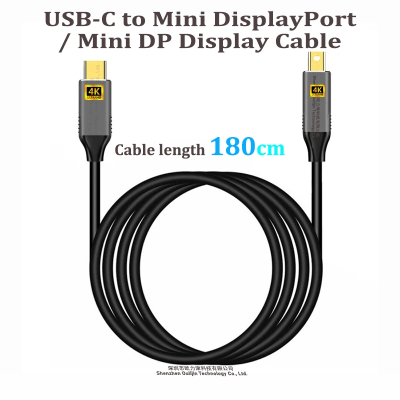 Laptop Display Monitor Accessories USB Type-C  to 4K 60HZ Mini DisplayPort Mini DP 180 cable for MacBook Air Pro Surface Lenovo