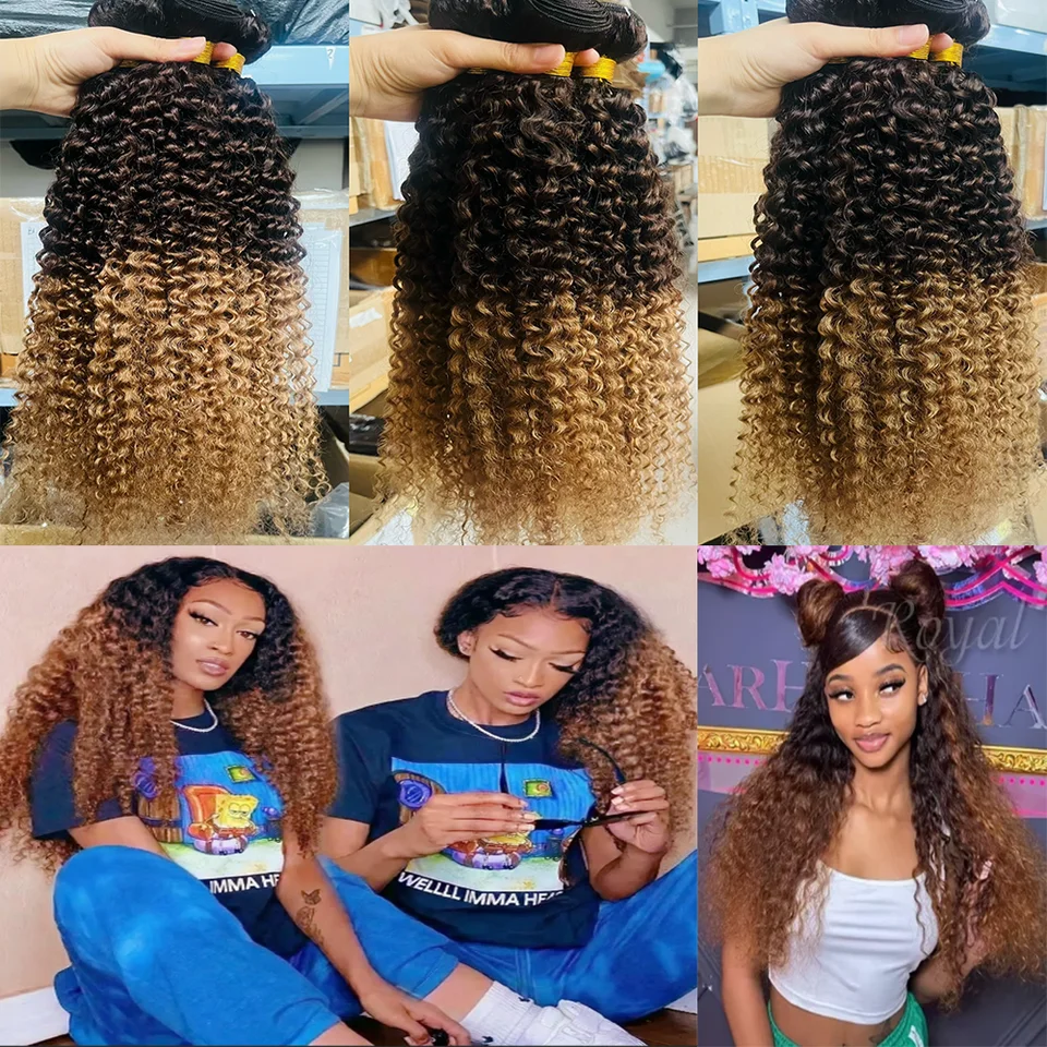 Paquete de 1, 3 o 4 cabellos humanos kinky curly 100% humano, extensiones de cabello birmano curly, cabello brasileño virgen Remy 5