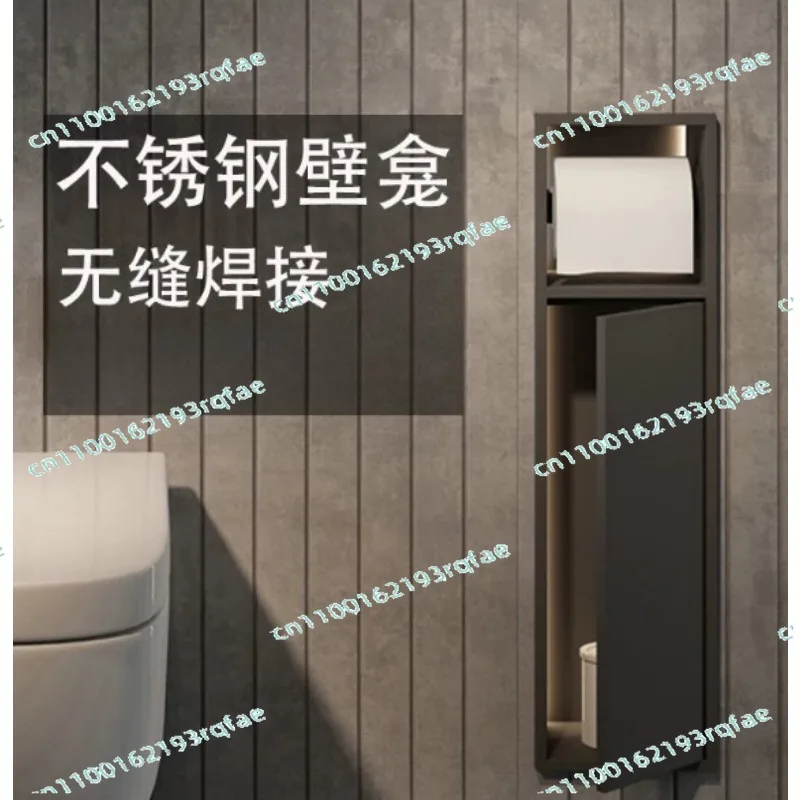 Toilet Hotel Shelf Toilet Roll Stand  Stainless Steel Niche Concealed Embedded Toilet Brush